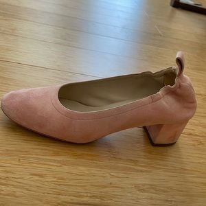 Everlane Leather Day Heel in Pink Suede